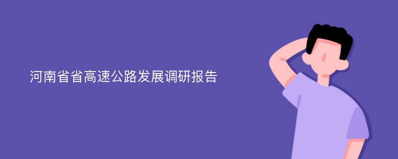 河南省省高速公路发展调研报告